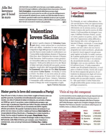 itw a Valentino Garavani di Agata Patrizia Saccone, articolo pubblicato su "Panorama-Economy"